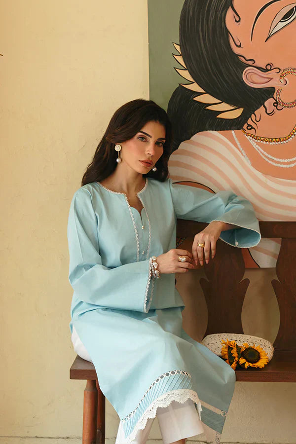 Iris 2-Piece Lawn Set – Sky Blue with Pearls & Lacework