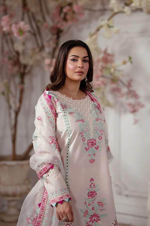 Charming Blush Pink 3-Piece Embroidered Lawn Dress