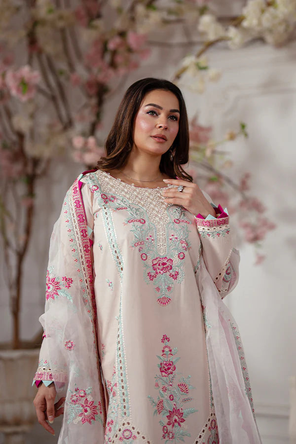 Charming Blush Pink 3-Piece Embroidered Lawn Dress