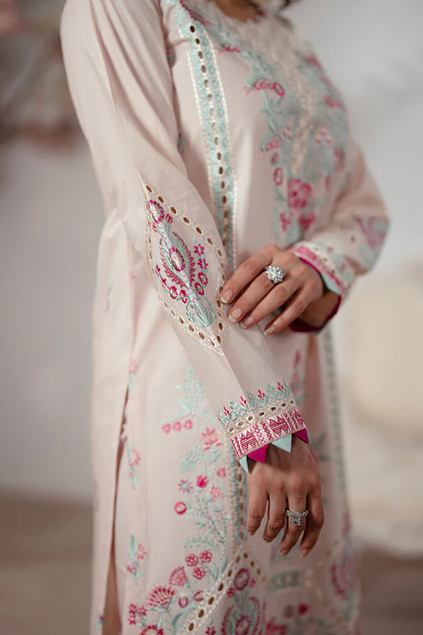 Charming Blush Pink 3-Piece Embroidered Lawn Dress