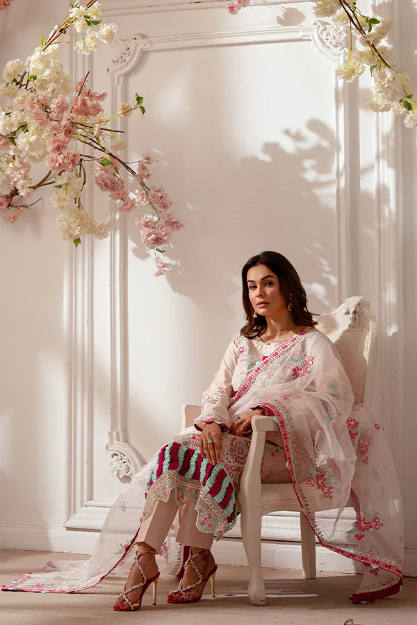 Charming Blush Pink 3-Piece Embroidered Lawn Dress