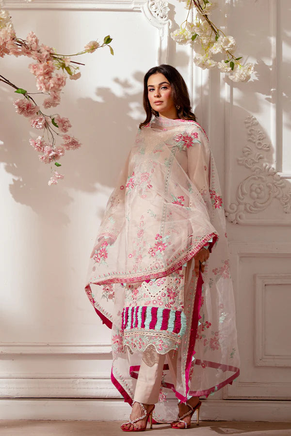 Charming Blush Pink 3-Piece Embroidered Lawn Dress