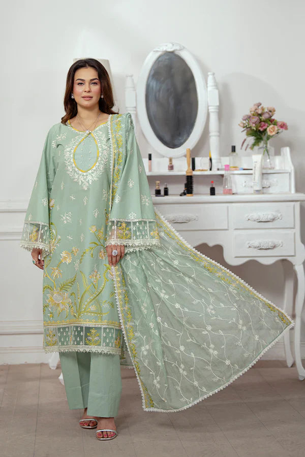 Stylish Embroidered Lawn Dress with Cotton Dupatta