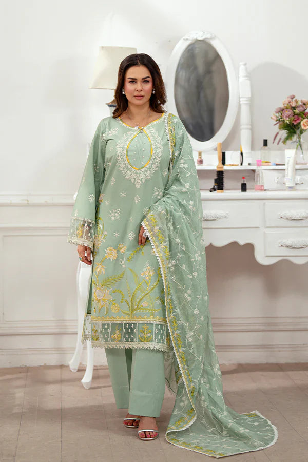 Stylish Embroidered Lawn Dress with Cotton Dupatta