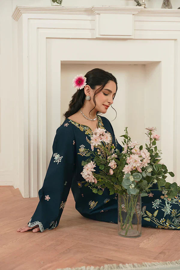 Fasana Blue Lawn Ensemble with Multi Embroidery Details