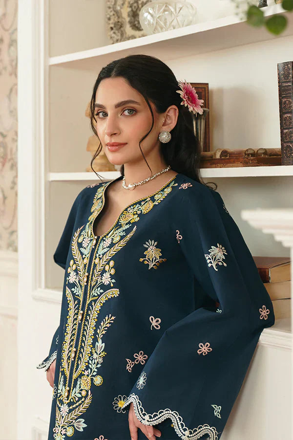 Fasana Blue Lawn Ensemble with Multi Embroidery Details