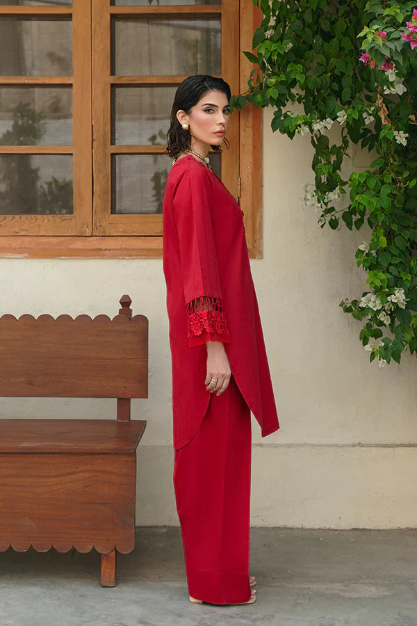 Blaze Bloom – Kurta & Wide-Leg Shalwar with Fine Details