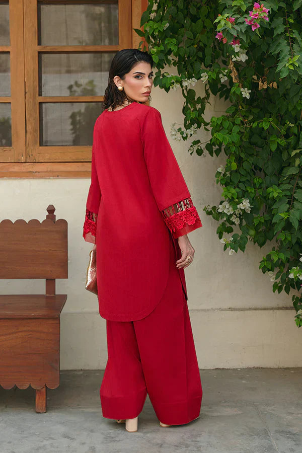 Blaze Bloom – Kurta & Wide-Leg Shalwar with Fine Details