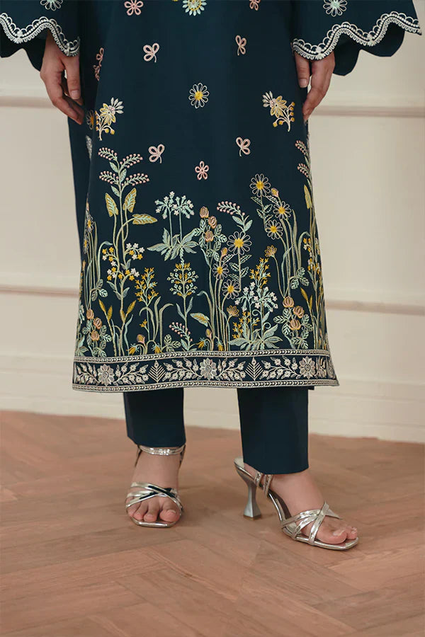Fasana Blue Lawn Ensemble with Multi Embroidery Details