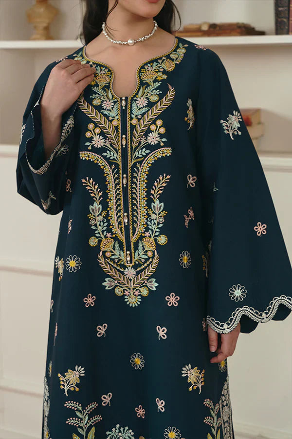 Fasana Blue Lawn Ensemble with Multi Embroidery Details