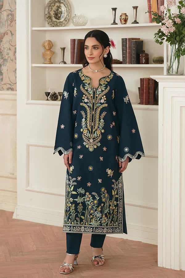 Fasana Blue Lawn Ensemble with Multi Embroidery Details