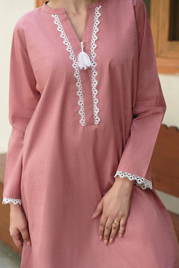 Spring Rose 2-Piece Set – Tea Pink with Pearl Tassels