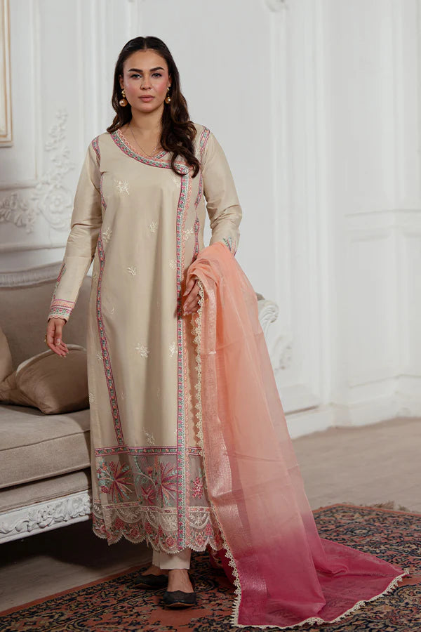 Sahiba – Skin Embroidered Angharakha Lawn Suit for Women