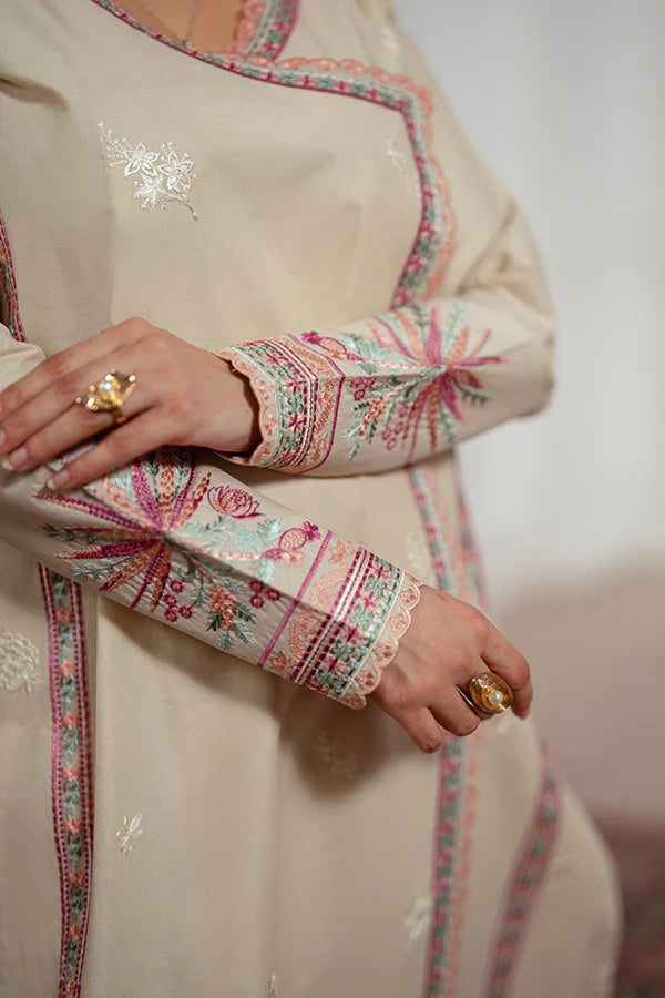 Sahiba – Skin Embroidered Angharakha Lawn Suit for Women