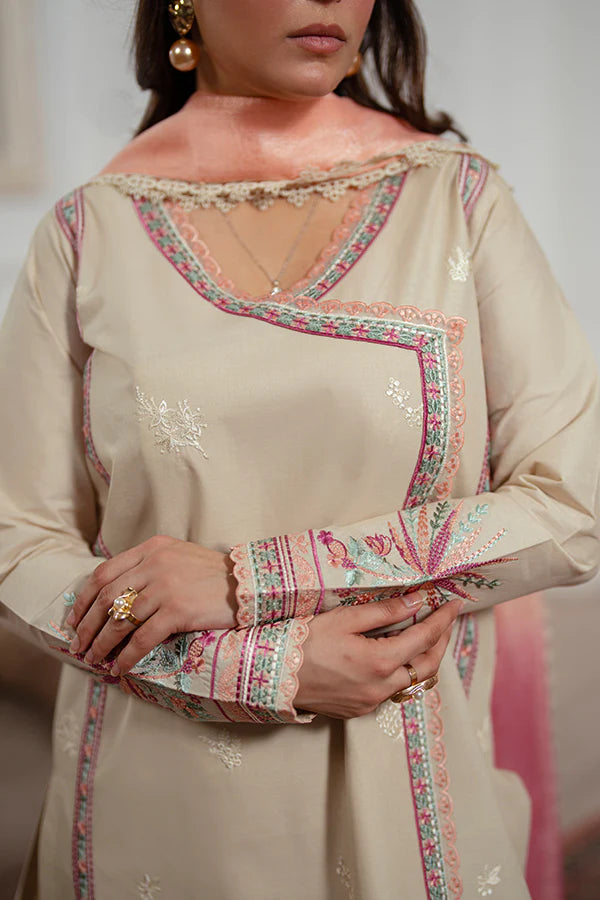 Sahiba – Skin Embroidered Angharakha Lawn Suit for Women