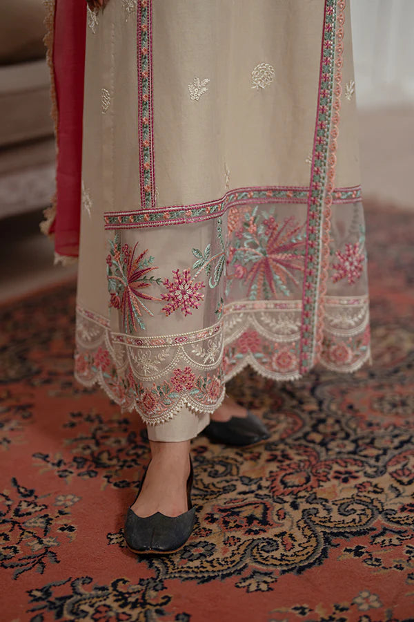 Sahiba – Skin Embroidered Angharakha Lawn Suit for Women