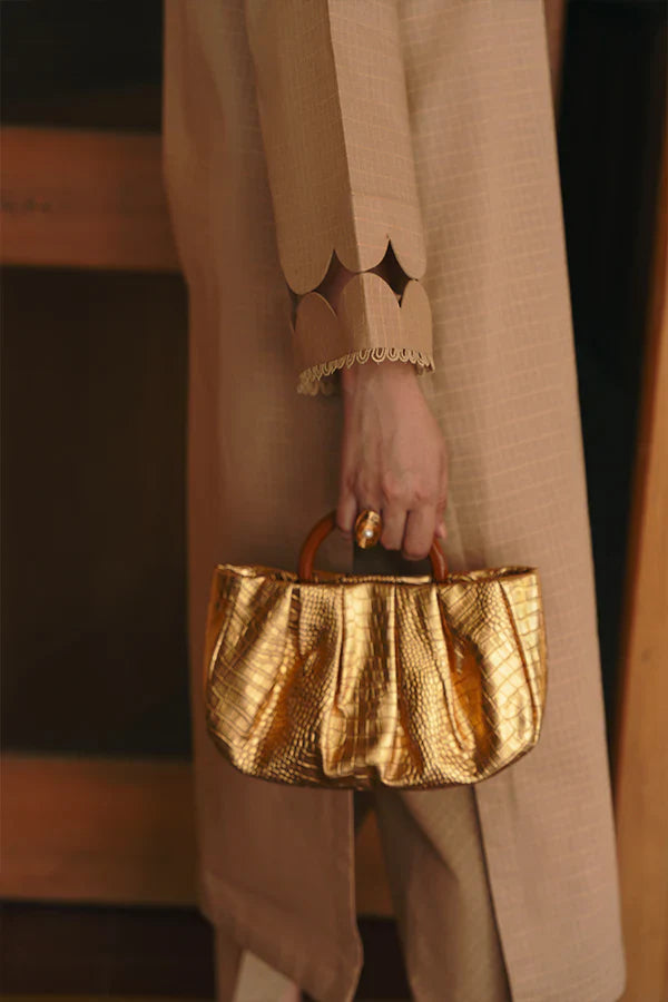 Bare Blush 2-Piece – Gold with Scallop Lace & Tulip Pants