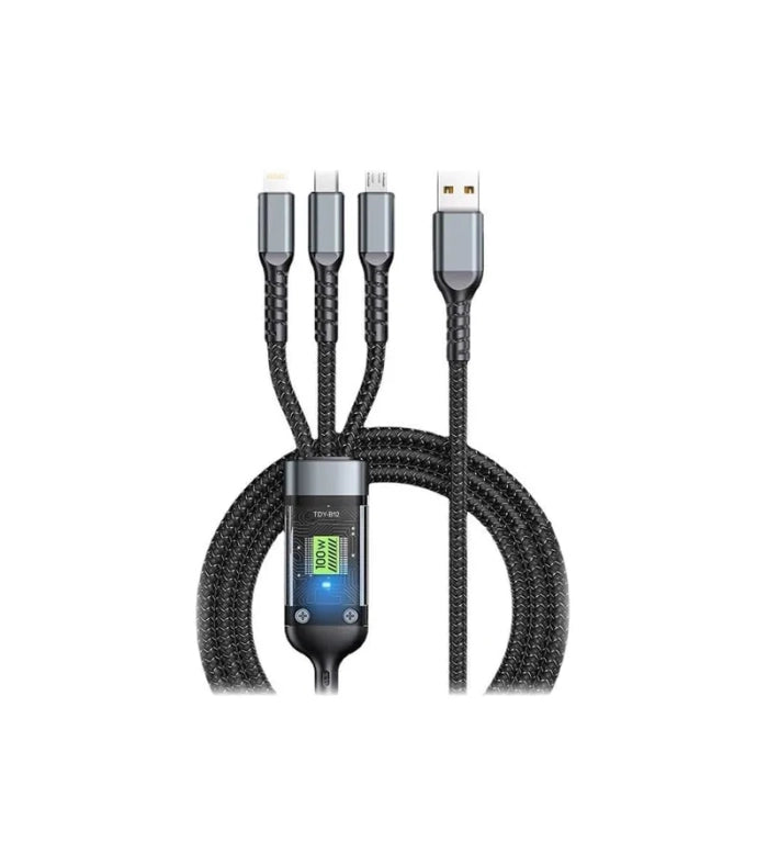 3in1 6A 100W Fast Charger Cable For iPhone & Android