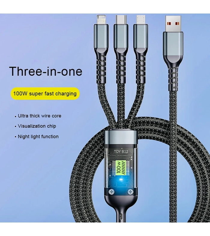 3 in 1 100W Fast Charging Data Cable