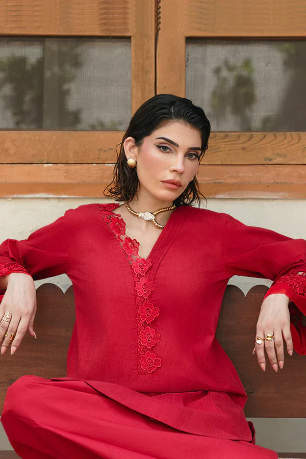 Blaze Bloom – Kurta & Wide-Leg Shalwar with Fine Details