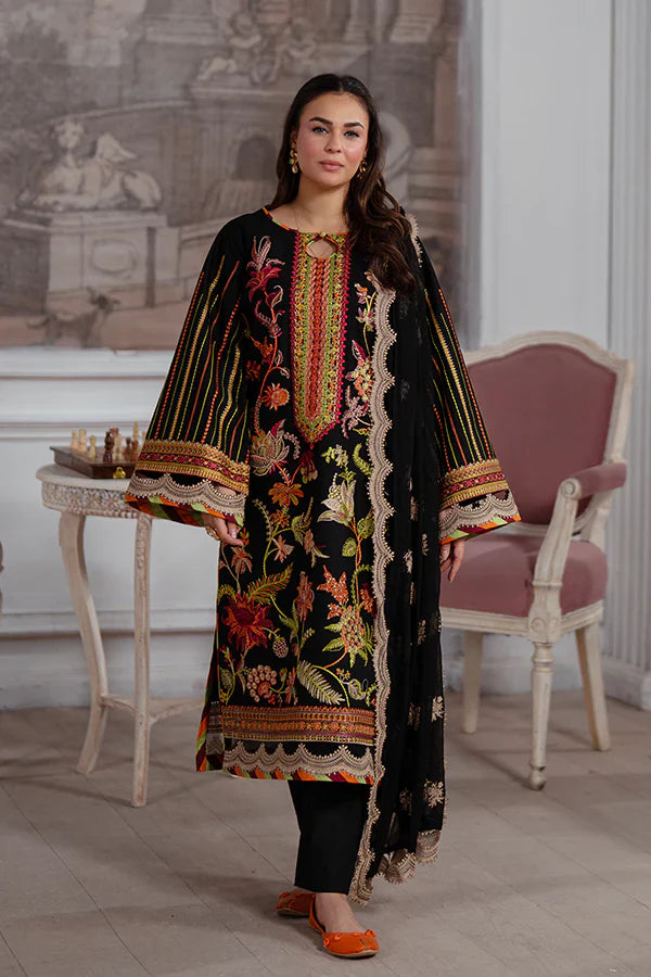 Nisa – Embroidered Lawn Dress with Gold Accents for Women