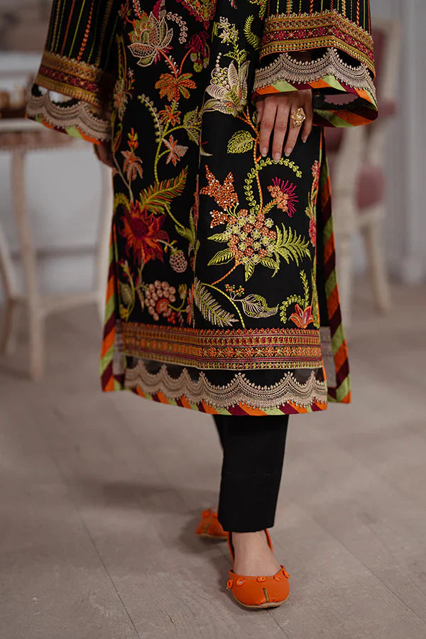 Nisa – Embroidered Lawn Dress with Gold Accents for Women