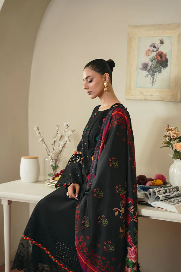 Classy 3PC Unstitched Schiffli Suit with Poly Tissue Dupatta