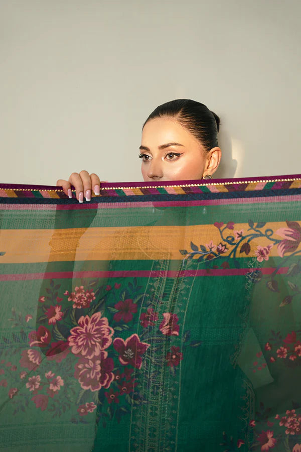 Chikankari Embroidery 3PC Unstitched Suit with Net Dupatta