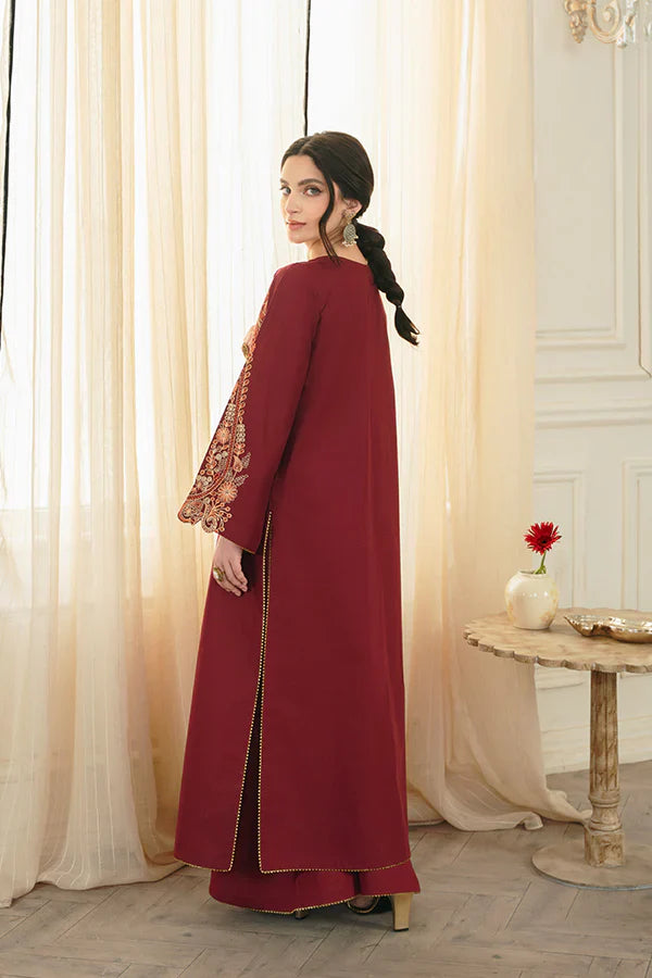 Tara Maroon A-Line Lawn Suit with Tilla Embroidery