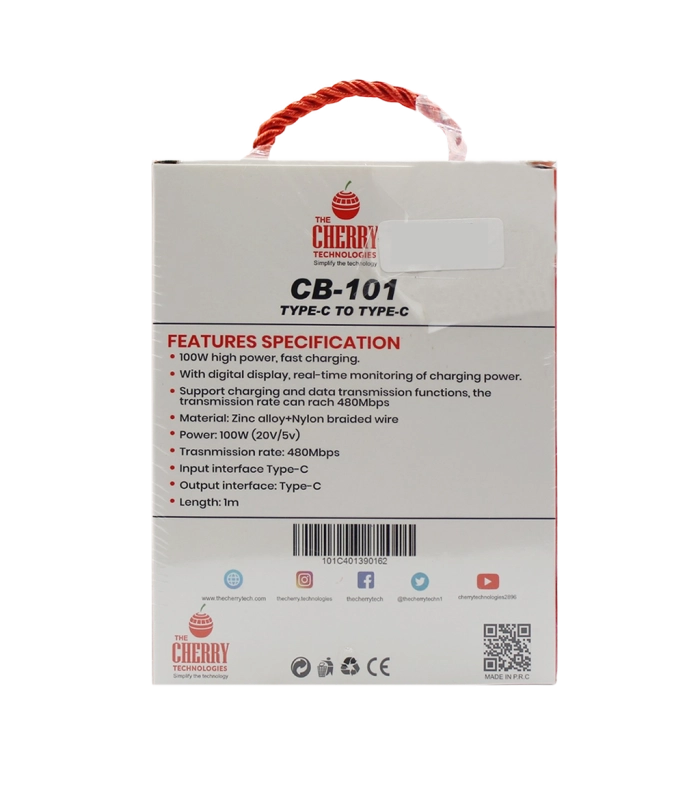 CB-101 Cherry Type C To Type C 100W Cable - High-Speed Charging
