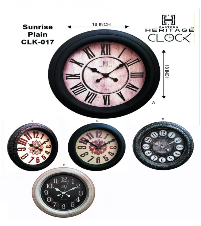 Heritage Sunrise Plain Wall Clock CLK-017
