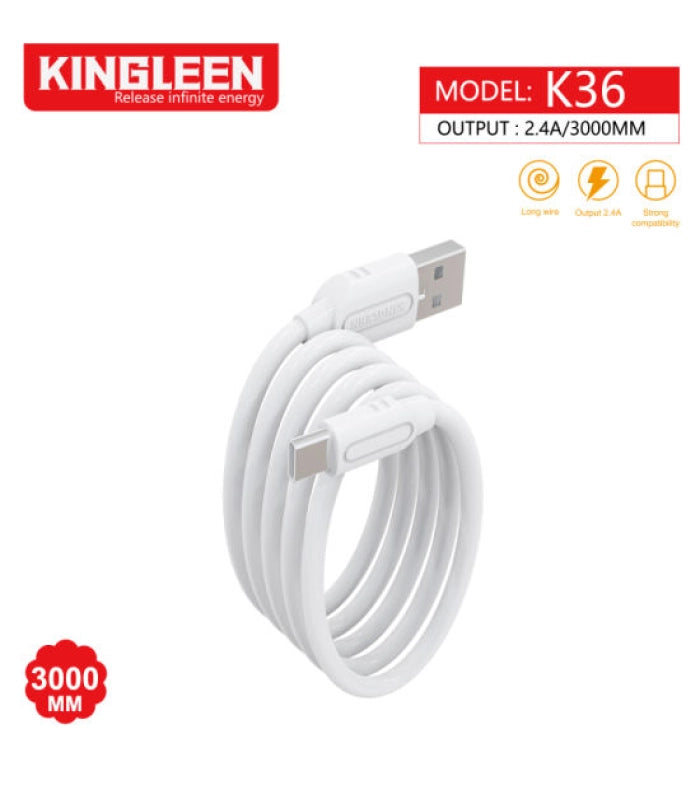 Kingleen K36 USB To Type C Fast Charging Data Cable