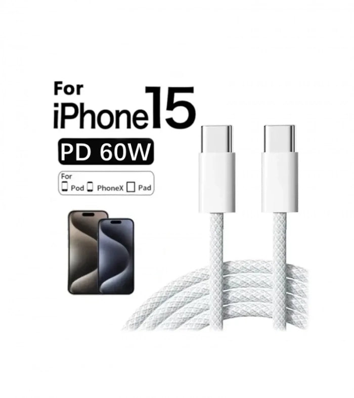 PD 60W USB C to USB Type C Braided Fast Cable
