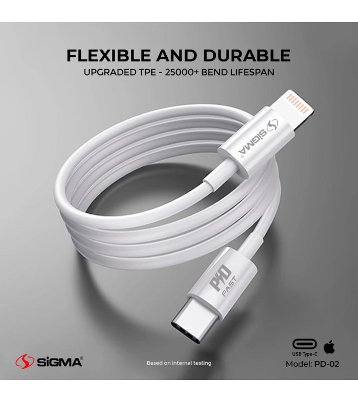Sigma 27 Watt Fast Charging PD Power Delivery Lightning to USB-C Cable PD2